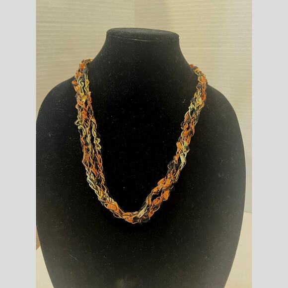 4 Handmade Ribbon Multicolored Bohemian Multilayered Scarf Necklace - Picture 4 of 7